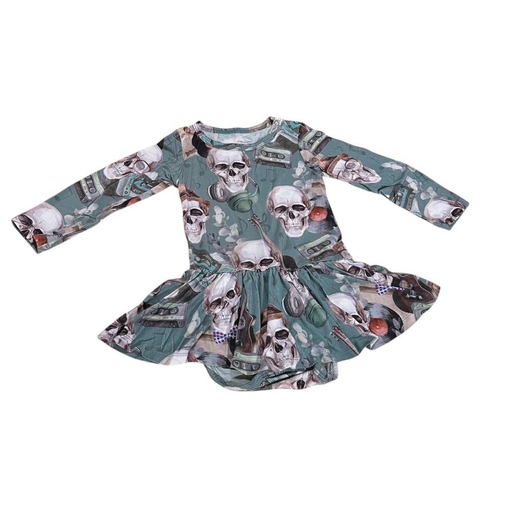 Posh Peanut Skull Rock Long sleeve Twill Dress Size 2T